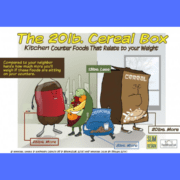 Cartoon showing how keeping different foods out on your kitchen counter can relate to weight gain.