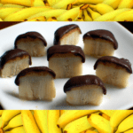 Frozen bananas with peanut butter and chocolate.