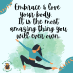 Girl doing yoga with positive quote.