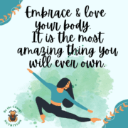 Girl doing yoga with positive quote.