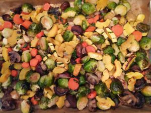 Pan of oven-roasted vegetables