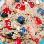 Quinoa with blueberries and strawberries.
