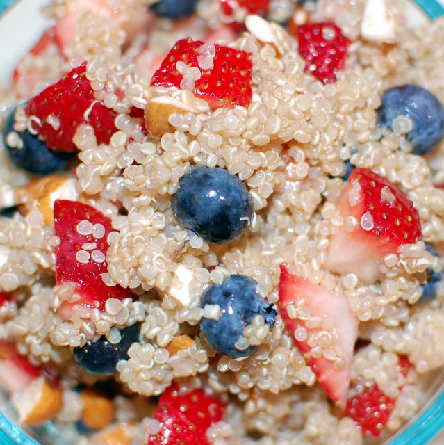 Quinoa with blueberries and strawberries.