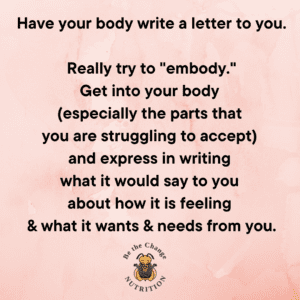 Journal exercise for body image.