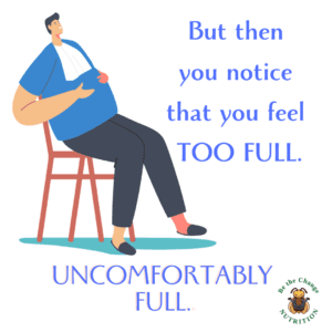 Man feeling too full.