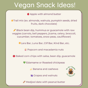 List of vegan snack ideas.