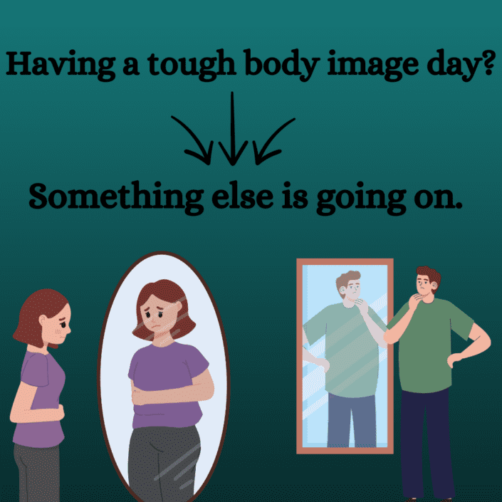 A man and a woman unhappy with how they see their bodies.